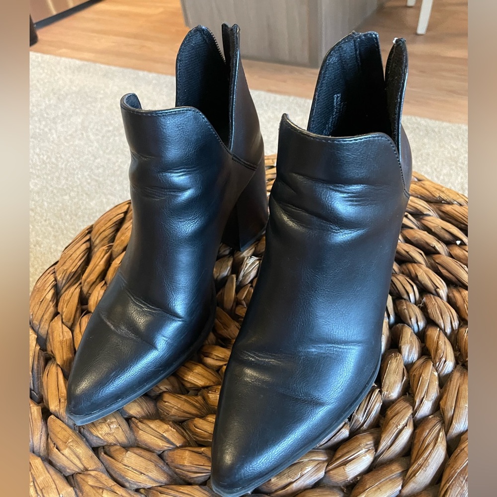 Black Chelsea booties, good work shoe